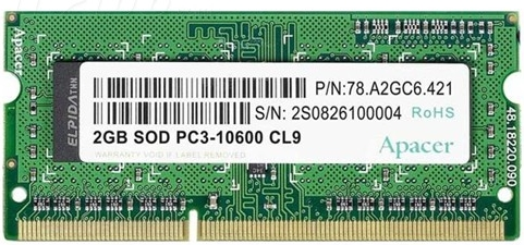 Apacer DDR3 4GB 1600MHz SO-DIMM (PC3-12800) CL11 1.35V (Retail) 512*8 3 years (AS04GFA60CATBGJ/ DV.04G2K.KAM)