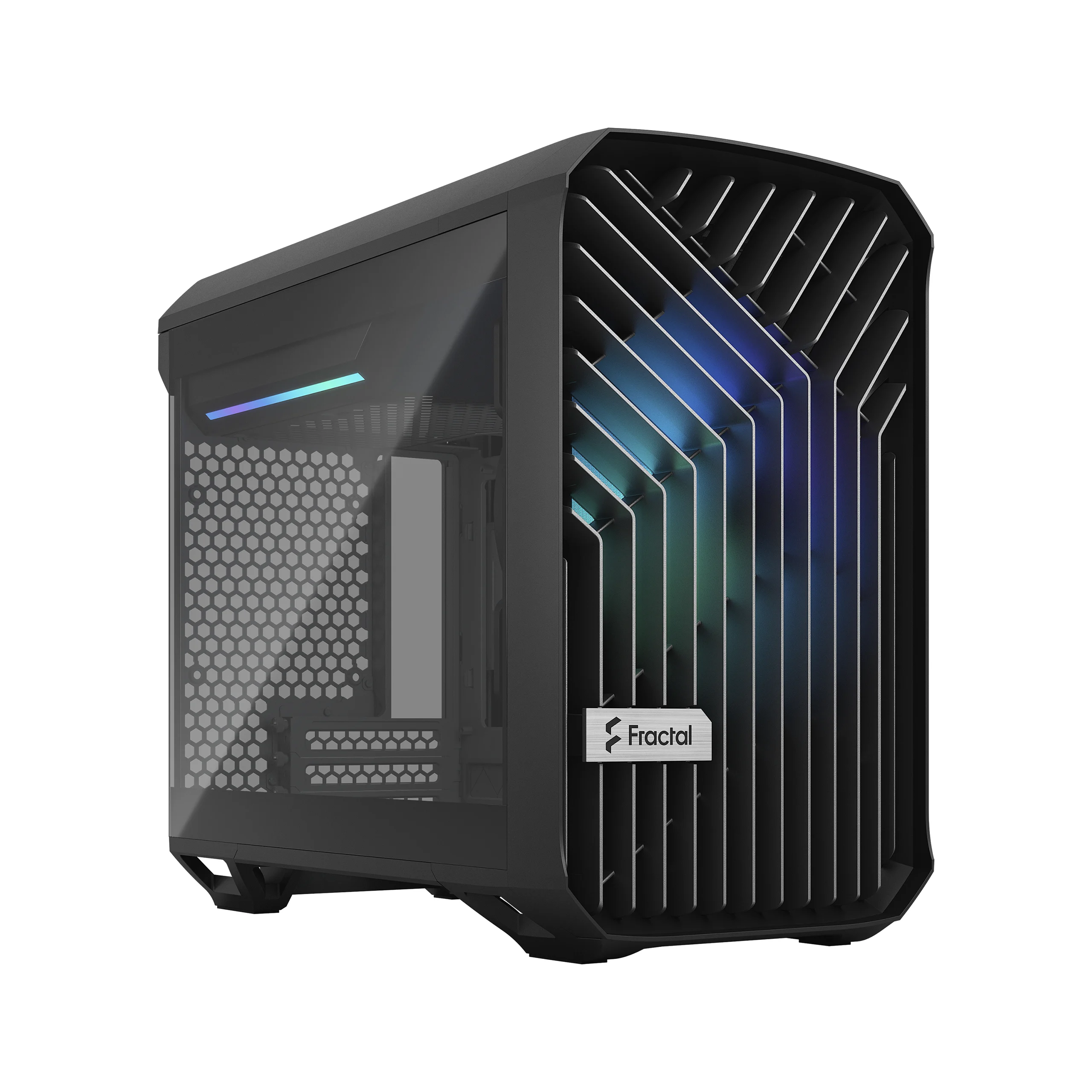 Корпус ПК без блока питания/ Case Fractal Design Torrent Nano RGB TG Light Tint, Mini-Tower, 1x180mm RGB, 2xUSB-A 3.2 + 1xUSB 3.2 Type-C mITX, mDTX Black (FD-C-TOR1N-02)