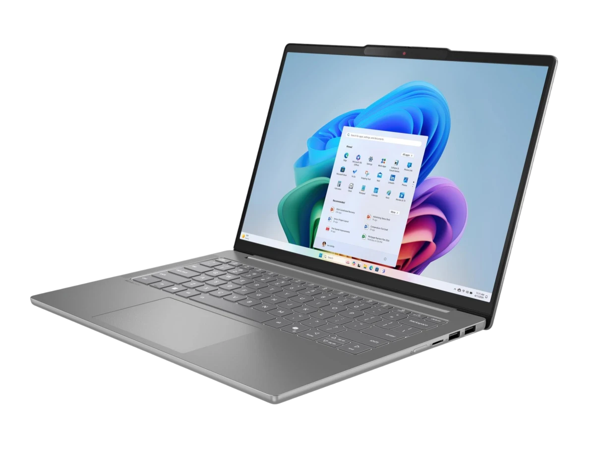 Ноутбук/ Lenovo IdeaPad Slim 5 14AHP10 14"(1920x1200 OLED)/AMD Ryzen 7 8845HS(3.8Ghz)/16384Mb/512PCISSDGb/noDVD/Int:AMD Radeon 780M/Cam/BT/WiFi/60WHr/war 1y/1.39kg/luna grey/noOS + 65W, RU kbd (83HV000NRK)