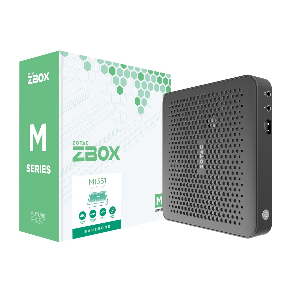 ZOTAC ZBOX MI351, Barebone, Intel N100, WIFI, BT, EU PLUG 1x DDR5-4800 SODIMM, M.2 SSD SLOT, 1x GLAN, DP/ HDMI (ZBOX-MI351-E)