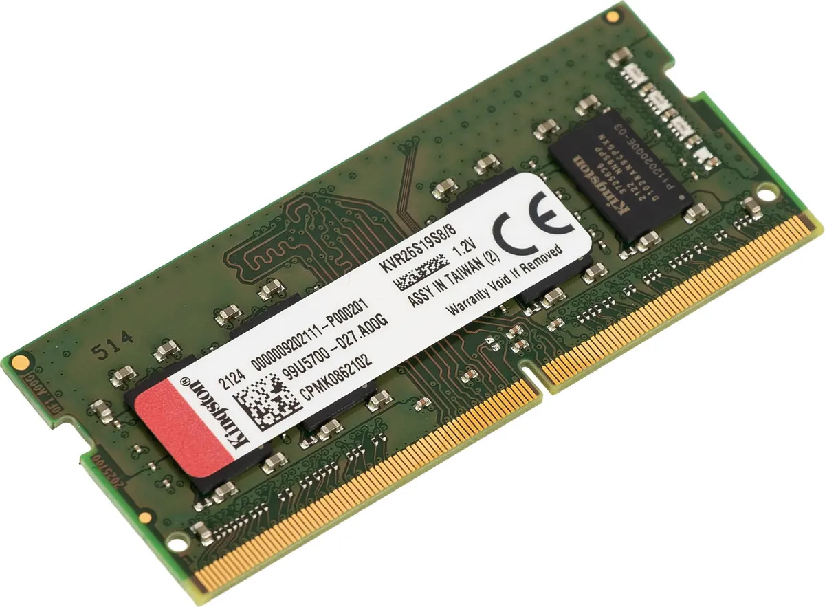 Модуль памяти Kingston KVR26S19S8/8, DDR4 SODIMM 8GB 2666MHz, PC4-21300 Mb/ s, CL19, 1.2V (KVR26S19S8/8)