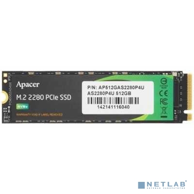 Apacer SSD AS2280P4U 512Gb M.2 2280 PCIe Gen3x4, R3500/ W2300 Mb/ s, 3D NAND, MTBF 1.8M, NVMe, 350TBW, Retail, 5 years (AP512GAS2280P4U-1)