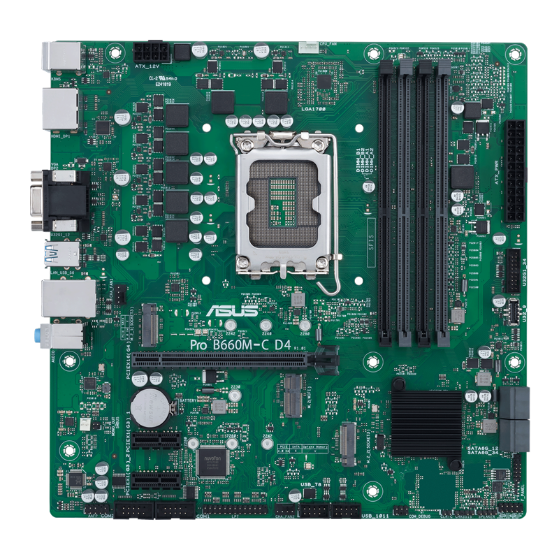 Материнская плата ASUS PRO B660M-C D4-CSM Soc-1700 Intel B660 4xDDR4 mATX AC`97 8ch(7.1) GbLAN RAID+VGA+HDMI+DP (90MB19B0-M1EAYC)