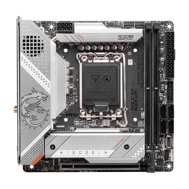 Материнская плата MSI MPG Z790I EDGE WIFI LGA1700,2DDR5,1PCI-Ex16,3M.2,4SATA3,2USB3.2Gen2x2, 2USB3.2