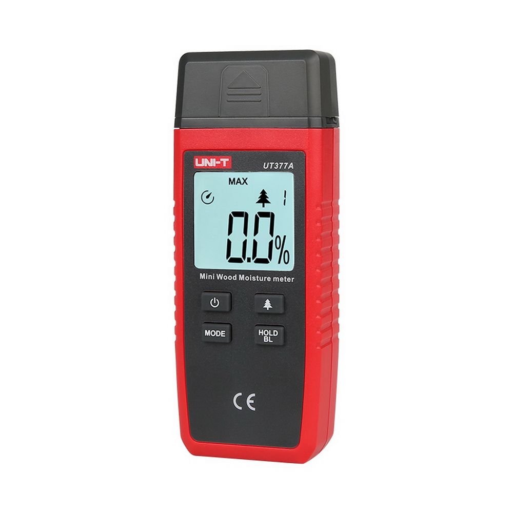 Измеритель влажности древесины UNI-T UT377A Измерение влажности древесины (2~40%;); Частота обновления (2 раза/ с); Авто-выключение; Индикация низкого заряда батареи; Категории древесины(4); Коррекция температуры окружающей среды