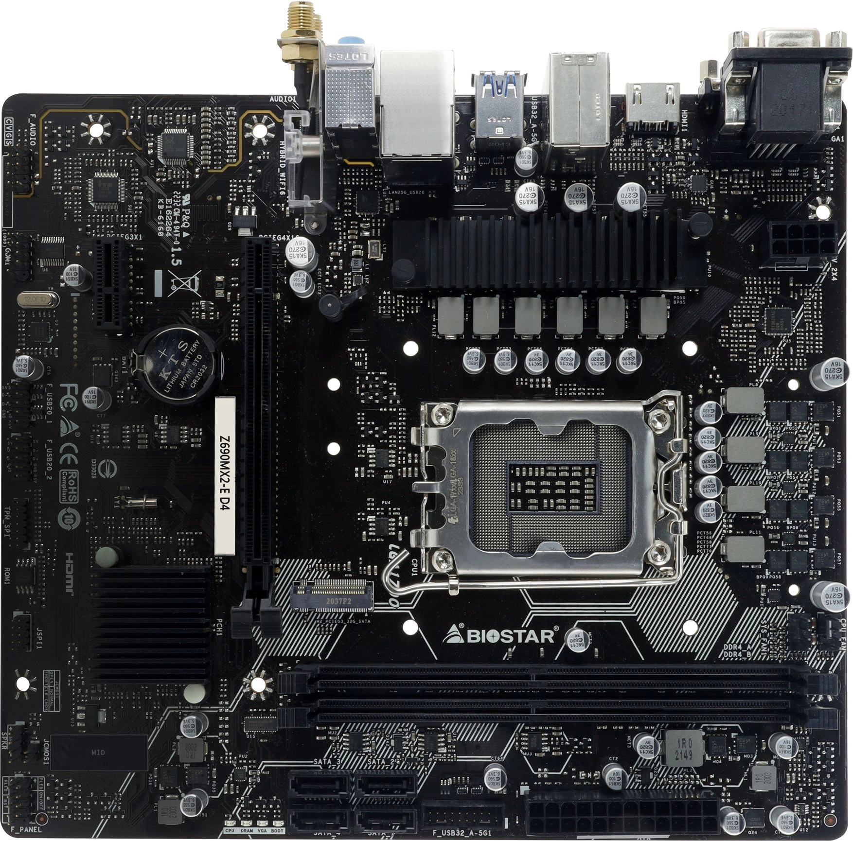 Материнская плата Biostar Z690MX2-E D4 Soc-1700 Intel Z690 2xDDR4 mATX AC`97 8ch(7.1) 2.5Gg RAID+VGA+DVI+HDMI