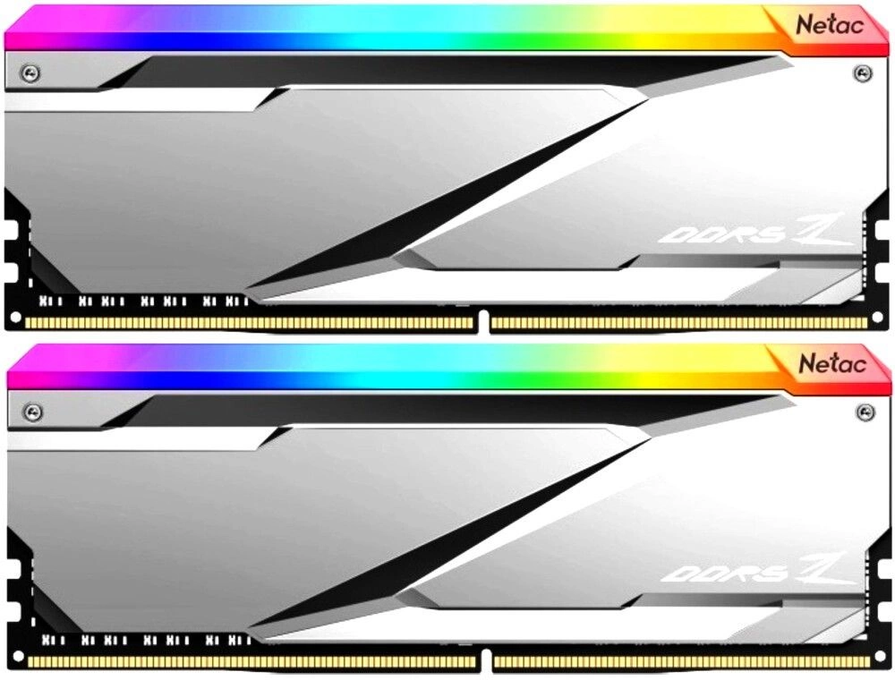 DDR 5 DIMM 32Gb (16Gbx2) 6200Mhz, Netac Z NTZED5P62DP-32S RGB DDR5-6200 32GB (16GB x 2) C32 Silver, с радиатором