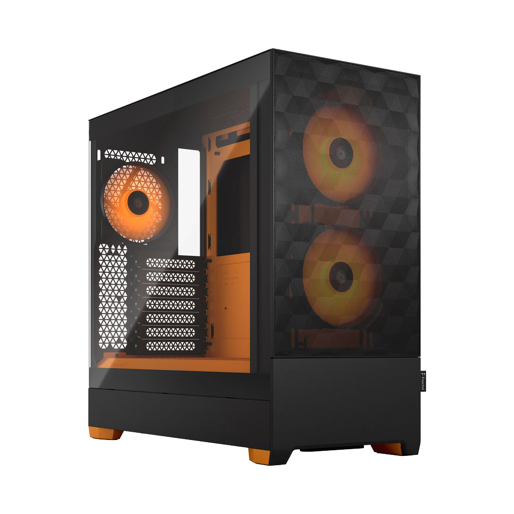 Корпус ПК без блока питания/ Case Fractal Design Pop Air RGB Orange Core TG Clear Tint, Midi-Tower, 3x120mm RGB, 2xUSB-A 3.2 ATX, mATX, mITX Black/Orange (FD-C-POR1A-05)