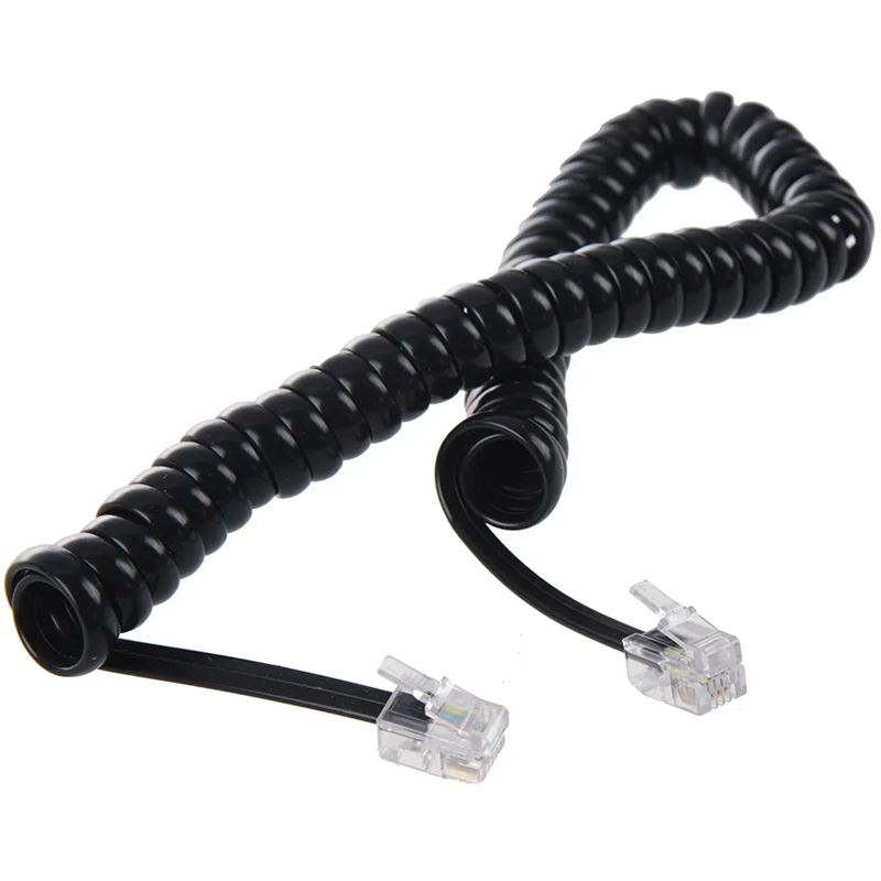 Greenconnect Телефонный шнур витой для трубки 1.0m, RJ9 4P4C (джек) черный, GCR-50963