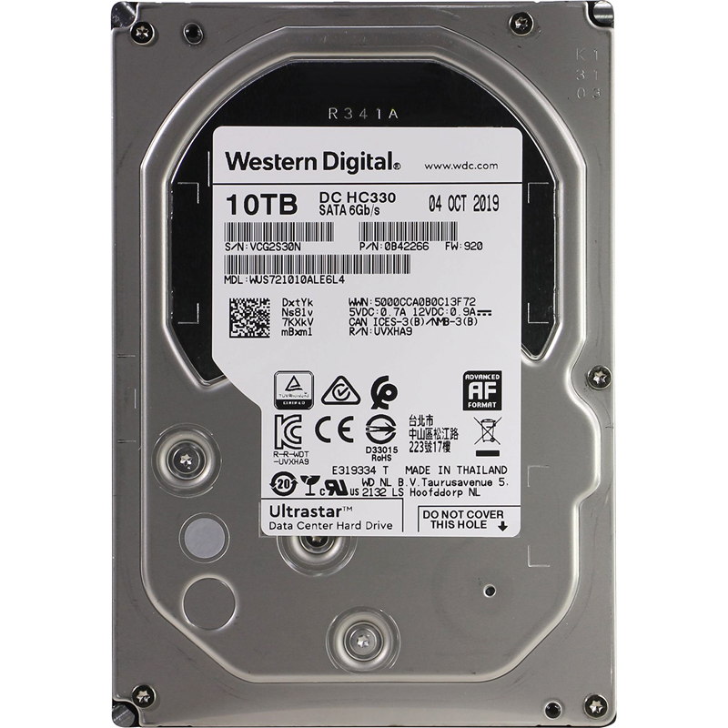 HDD WD SATA Server 10Tb Ultrastar DC HC330 7200 6Gb/ s 256MB 1 year ocs (WUS721010ALE6L4)