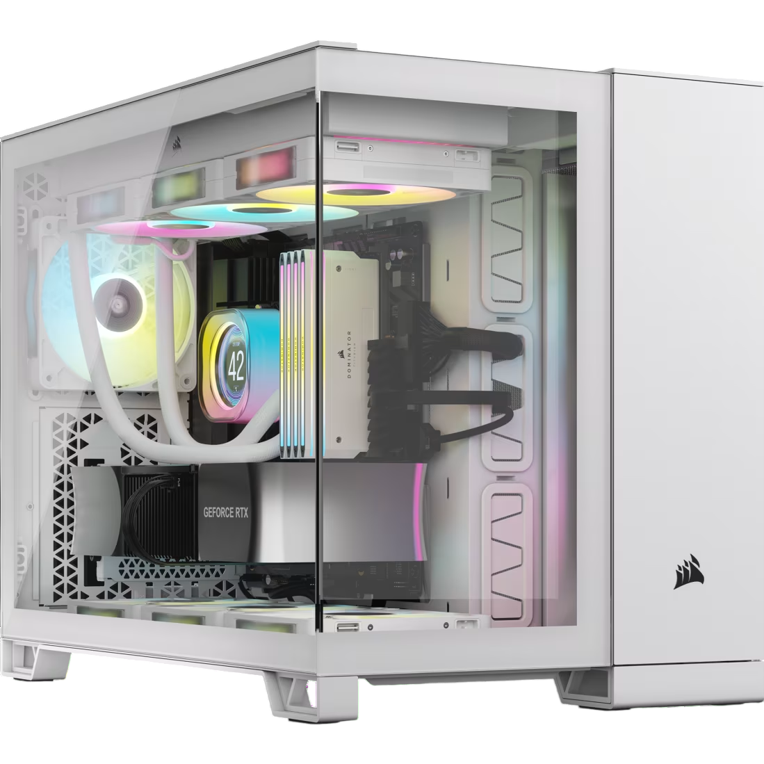 Корпус без блока питания/ Case Corsair iCUE LINK 2500X RGB, Midi-Tower, TG, 2x120mm RGB, 2xUSB-A 3.2, 1xUSB 3.2 Type-C, mATX, mITX White (CC-9011268-WW)