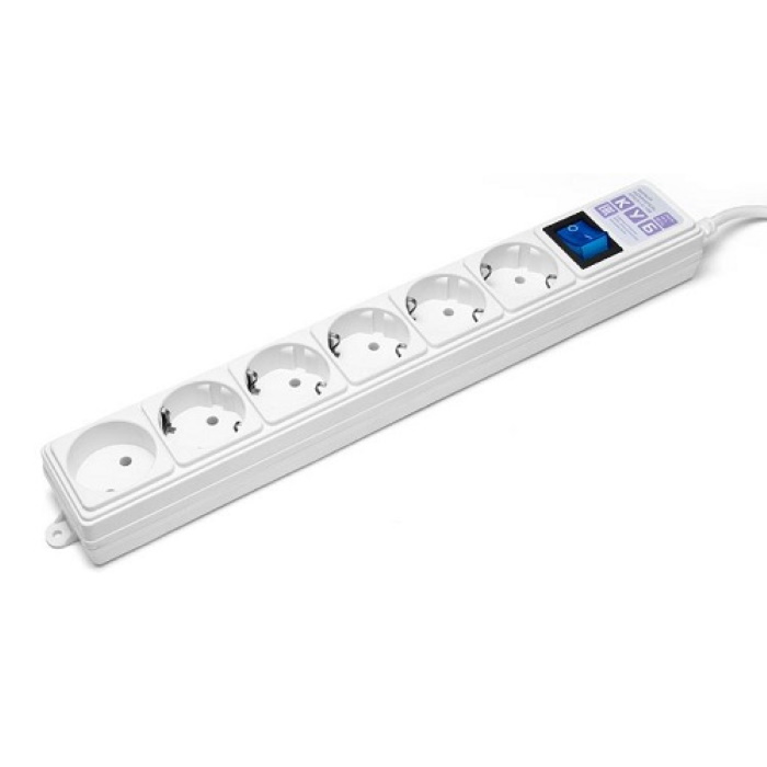 Фильтр-удлинитель Power Cube 1,9 м 6 розеток (белый) 16А/ 3,5кВт Surge protector Power Cube 1,9 m 6 outlets (white) 16A / 3,5kVt (SPG(5+1)-16B-1.9M)