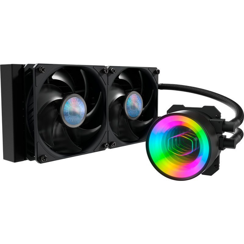 Cooler Master MasterLiquid ML240 Mirror (230W, 240mm, ARGB, fans: 2x120mm/ 62CFM/ 27dBa/ 1800rpm, 2066/ 2011-v3/ 2011/ 1200/ 1156/ 1155/ 1151-v2/ 1151-v1/ 1150/ AM4/ AM3+/ AM3/ AM2+/ AM2/ FM2+/ FM2/ FM1) (MLX-D24M-A18PK-R1)