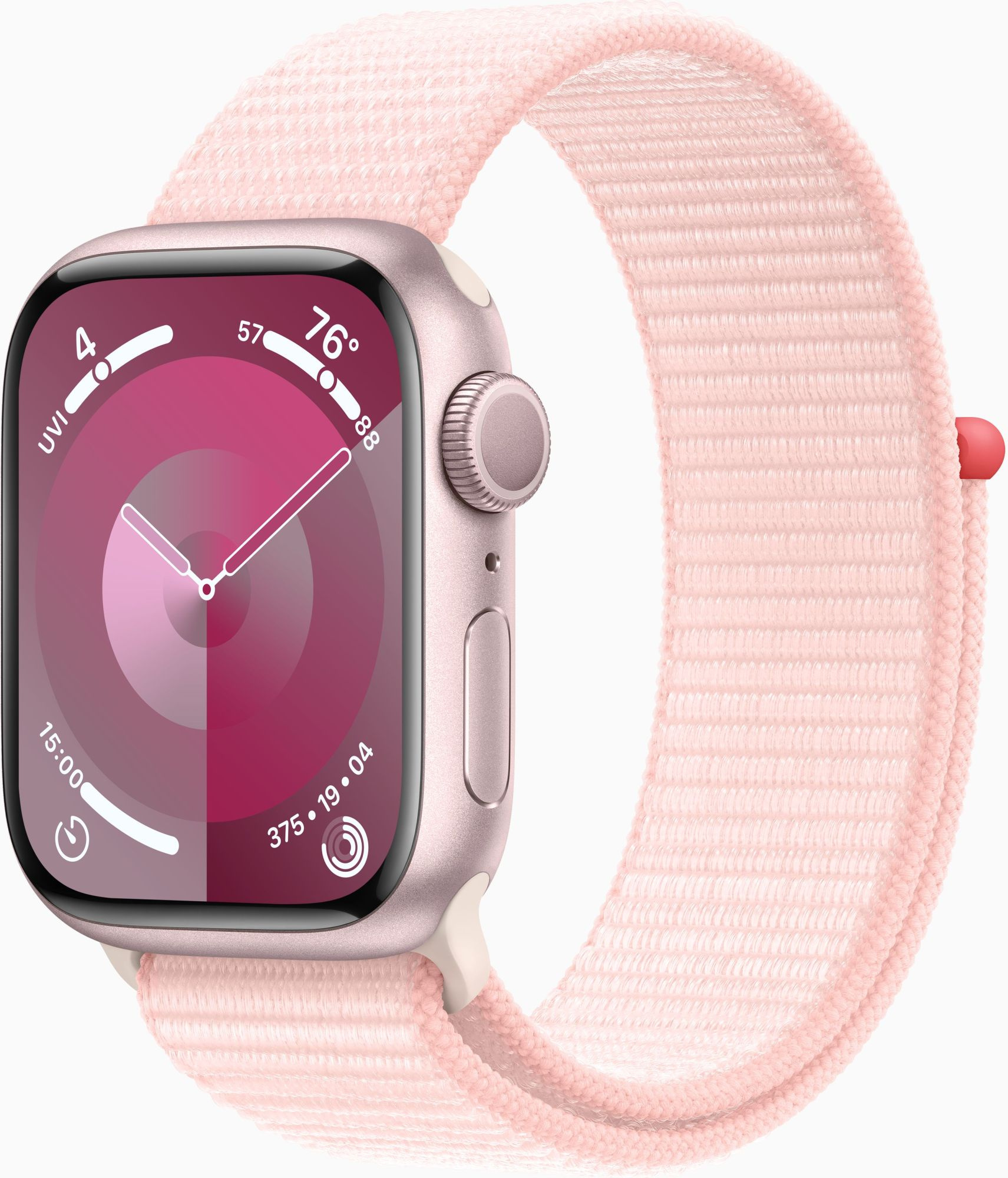 Смарт-часы Apple Watch Series 9 A2978 41мм OLED корп.розовый Sport Loop рем.светло-розовый разм.брасл.:130-200мм (MR953LL/ A) (MR953LL/A)