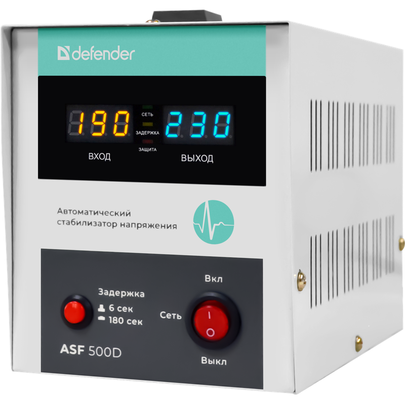 Стабилизатор напряжения ASF 500D напольный 300Вт метал корпус, 1 розетка/ Voltage stabilizer ASF 500D floor standing 300W metal case, 1 socket (99034)