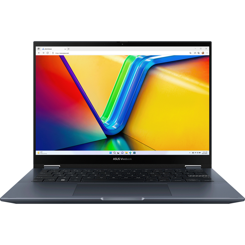 Ноутбук/ ASUS TP3402VA-LZ350W flip 14"(1920x1200 (матовый) IPS)/Touch/Intel Core i5 1335U(1.3Ghz)/16384Mb/512PCISSDGb/noDVD/Int:Intel UHD Graphics/Cam/BT/WiFi/50WHr/war 1y/1.5kg/Quiet Blue/Win11Home + NumberPad; стил (90NB10W1-M00DB0)