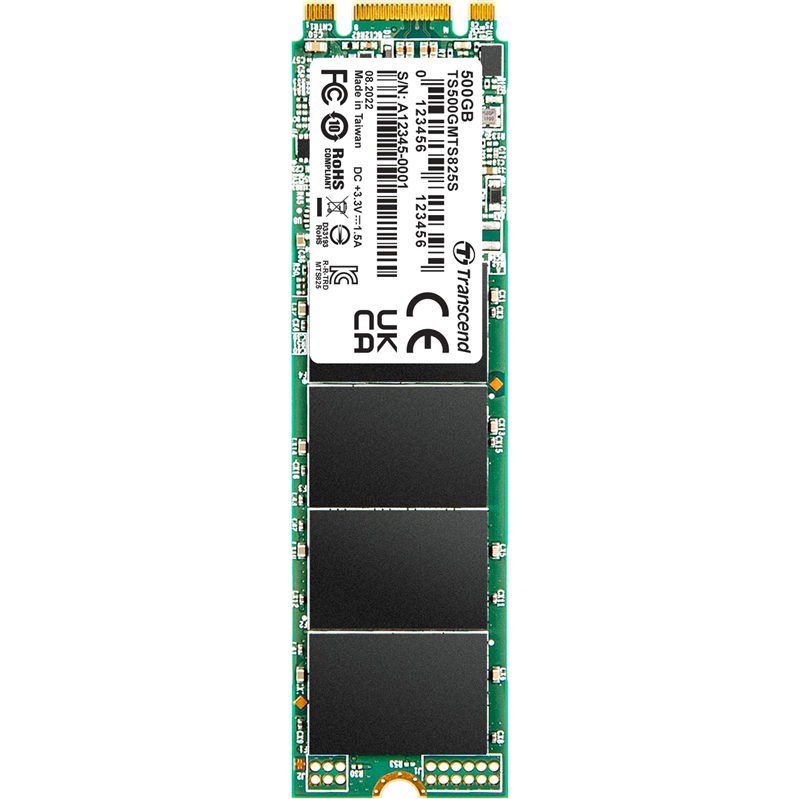 Transcend SSD 825S, 500GB, M.2(22x80mm), SATA3, 3D TLC, R/ W 530/ 480MB/ s, IOPs 55 000/ 75 000, TBW 180, DWPD 0.3 (3 года) (TS500GMTS825S)