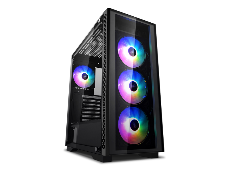 корпус Deepcool MATREXX 50 ADD-RGB 4F без БП, боковое окно (закаленное стекло), 3xRGB LED 120мм вентилятора спереди и 1xRGB LED 120мм вентилятор сзади, черный, ATX