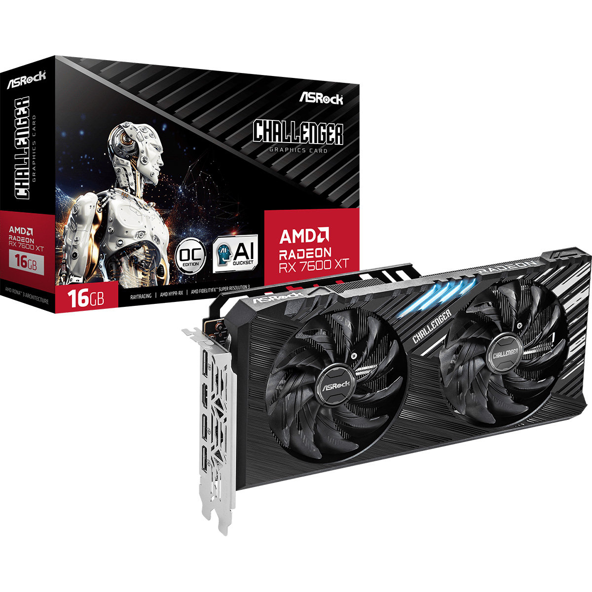 RX7600XT Challenger 16GB OC GDDR6 128-Bit HDMI DPx3 2FAN RTL (RX7600XT CL 16GO)