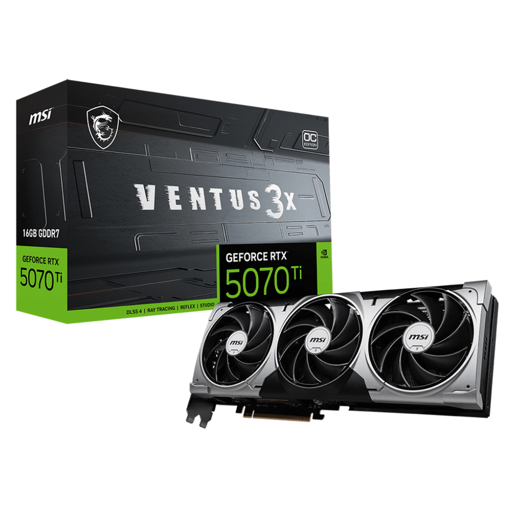 Видеокарта MSI Bad Pack RTX5070Ti 16G VENTUS 3X OC 16GB GDDR7 256bit 3xDP HDMI 3FAN RTL bp (RTX 5070 TI 16G VENTUS 3X OC||BP)