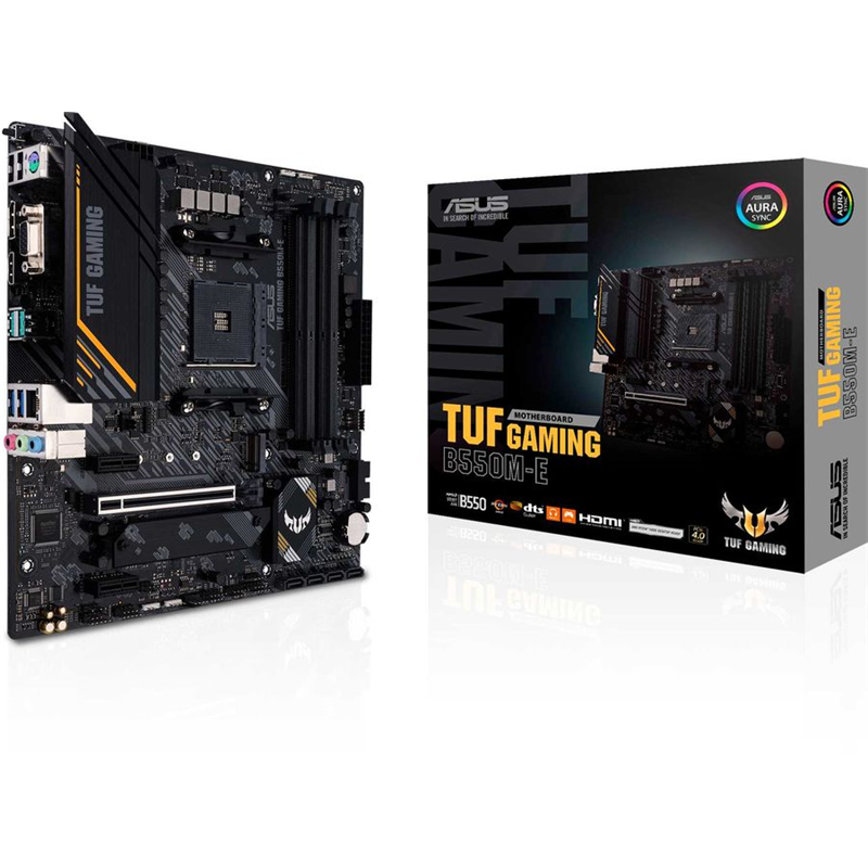 Материнская плата ASUS TUF GAMING B550M-E, Socket AM4, B550, 4*DDR4, HDMI+DP+D-Sub, CrossFireX, SATA3 + RAID, Audio, 2,5Gb LAN, USB 3.2*6, USB 2.0*4, COM*1 header (w/ o cable) mATX (90MB17U0-M0EAY0)