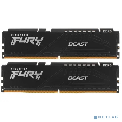 DDR 5 DIMM 64Gb PC41600, 5200Mhz, Kingston FURY Beast Black XMP CL40 (Kit of 2) (KF552C40BBK2-64) (retail)