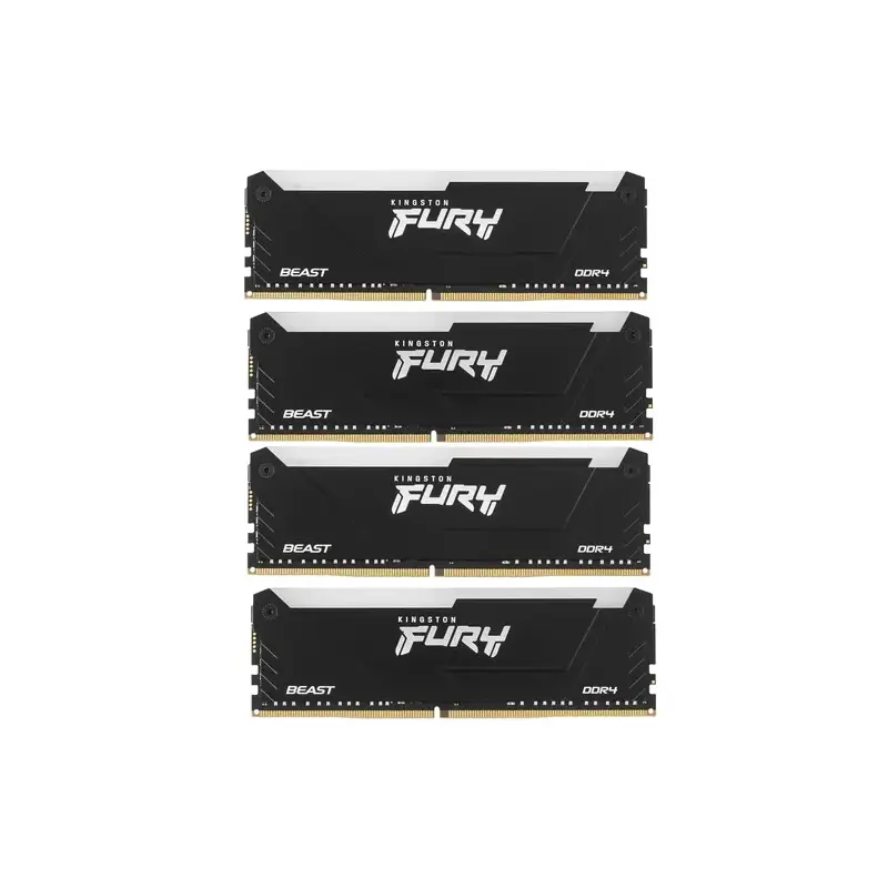 Память оперативная/ Kingston 64GB 3600MT/s DDR4 CL18 DIMM (Kit of 4) FURY Beast RGB (KF436C18BB2AK4/64)