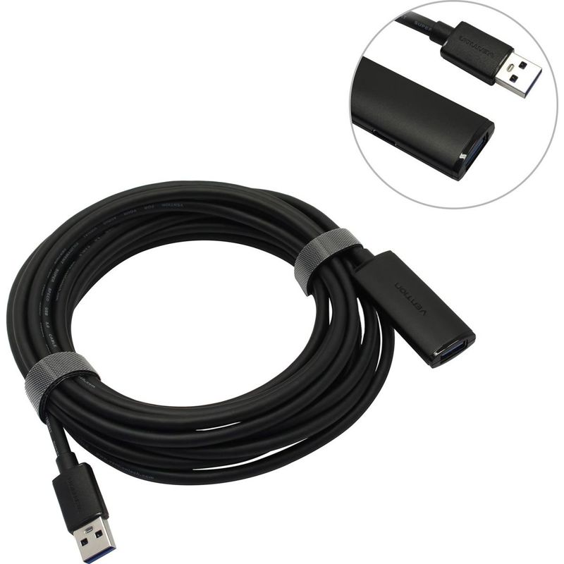 Активный кабель-удлинитель Vention USB 3.0 AM/AF с усилителем - 5м Черный (CBMBJ)