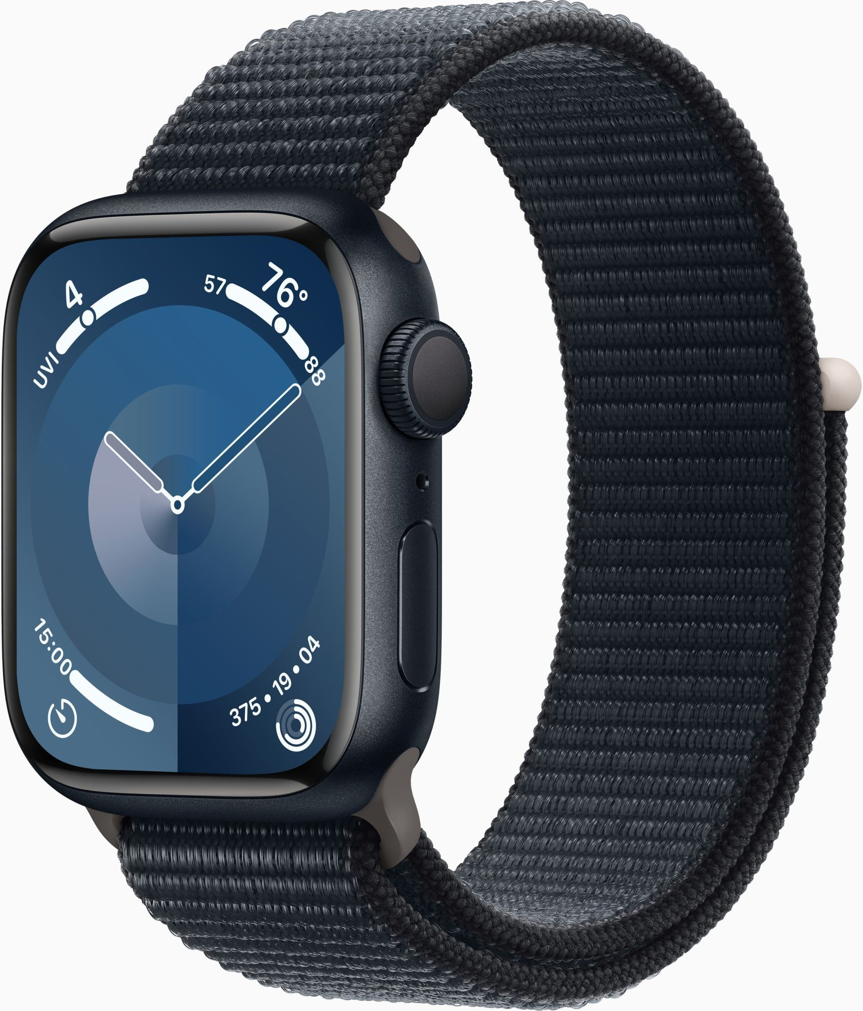 Смарт-часы Apple Watch Series 9 A2978 41мм OLED корп.темная ночь Solo Loop рем.темная ночь разм.брасл.:130-200мм (MR9L3LL/A)
