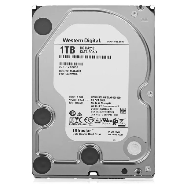 Жесткий диск Western Digital Ultrastar DC HA210 HDD 3.5" SATA 1ТB, 7200rpm, 128MB, 512n (HUS722T1TALA604 HGST) (1W10001)