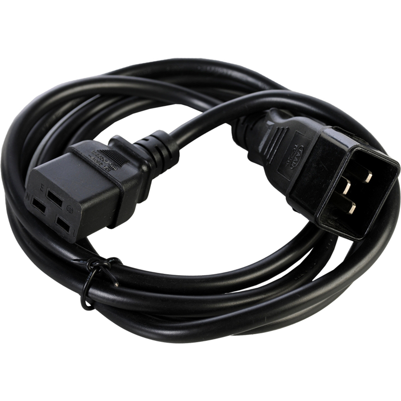 Кабель с разъемом С19 - С20 на проводе ПВС 3*2.5 3.0 метра. черный/ Cable with connector C19 - C20 on wire PVC 3 * 2.5 3.0 meter. Black (PVC-AP 3X2.5 C19C20 3.0M)