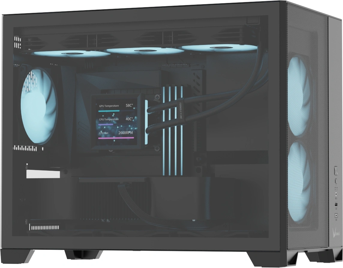 корпус Formula V Line Air Mesh G6 Plus Black AR, MATX, Type-C*1, USB3.0*1, FRONT 2x120mm ARGB, REAR 1x120mm ARGB