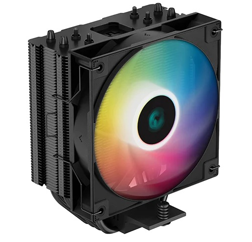 DEEPCOOL AG400 BK ARGB LGA1700/ 1200/ 115X/ AM5/ AM4 (18шт/ кор, TDP 220W, PWM, ARGB Fan 120mm, 4 тепл. Трубки, черный) RET