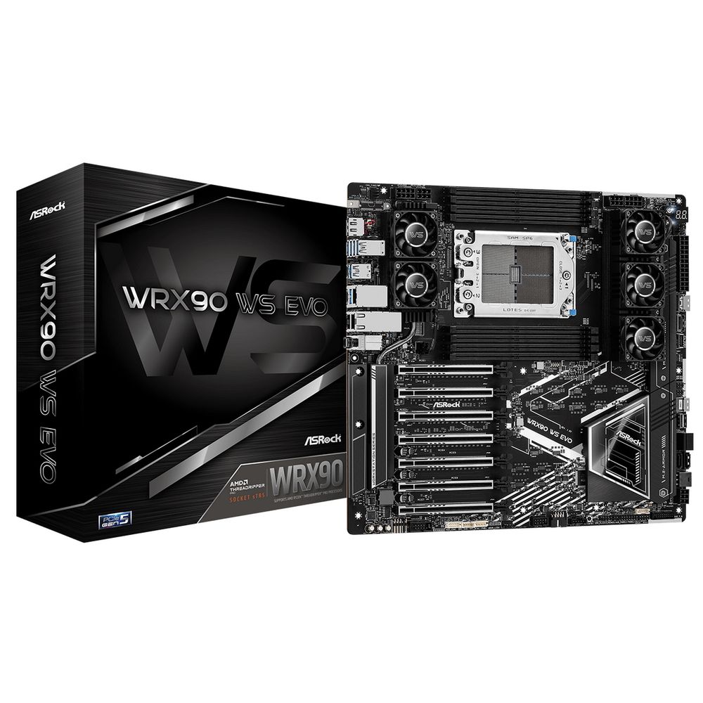 Материнская плата ASROCK WRX90 WS EVO, AMD WRX90, 8*DDR5, 4*SATA, 2*M.2, 2 x SlimSAS, 6*USB 3.2, 2*Type-C, 7*PCIx16, DP, EEB