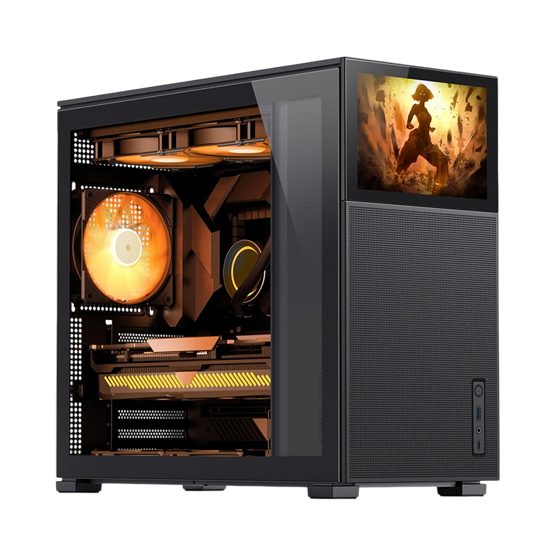 Корпус без блока питания/ Case JONSBO D41 MESH SCREEN, Midi-Tower, TG, no fan, 1xUSB-A 3.2 + 1xUSB-C 3.2, ATX, mATX Black (D41 MESH SCREEN BLACK)