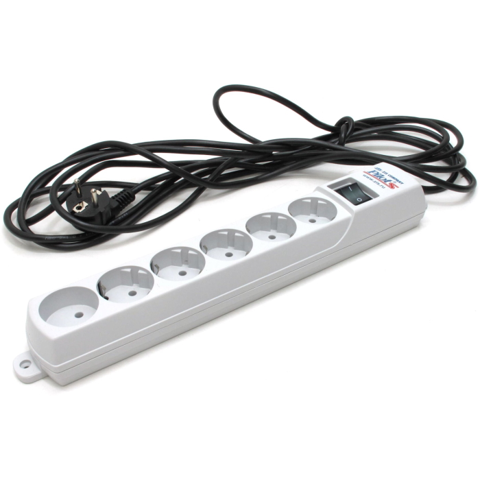 Сетевой фильтр Pilot S 6 розеток (5 евро + 1 б/зазем.) 5 м/ Surge protector ZIS Pilot S 5m, 6 outlets (5+1), white (PILOT-S5M)