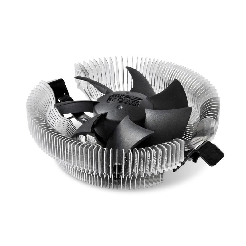 Кулер для процессора/ CPU Cooler PCCooler E80 (65W, 3-pin, 42mm, Al/Cu, -mm, 1x80mm, 29.61CFM, 22dBA, 2000RPM, S: 1851/1700/1200/115X, AM5/AM4, silver, black)