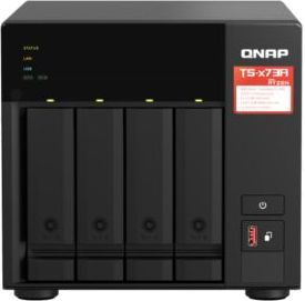 Сетевое хранилище без дисков/ SMB QNAP TS-473A-8G NAS, 4-tray w/ o HDD, 2xM.2 SSD Slot. Quad-сore AMD Ryzen Embedded V1500B 2.2 GHz, 8GB DDR4 (1 x 8GB) up to 64GB (2 x 32GB), 2x 2.5 Gigabit LAN