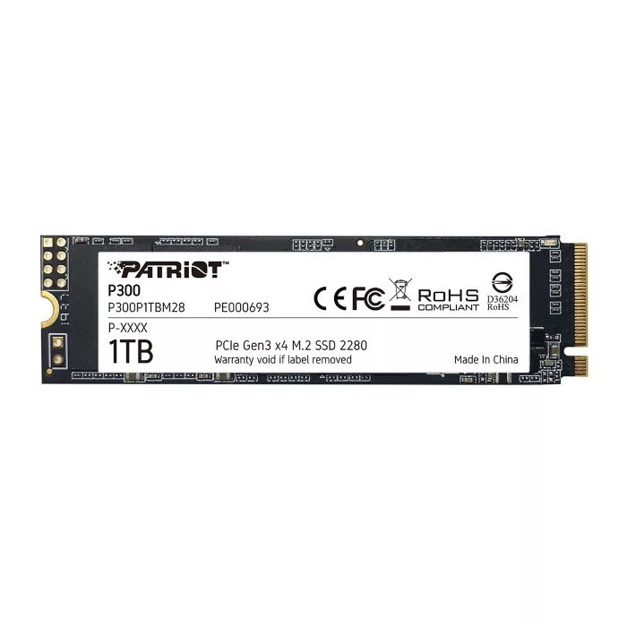 Твердотельный накопитель Patriot P300 SSD M.2 2280 PCI-E x4 1TB TLC 2100/ 1650MB/ s IOPS 29K/ 26K (P300P1TBM28)