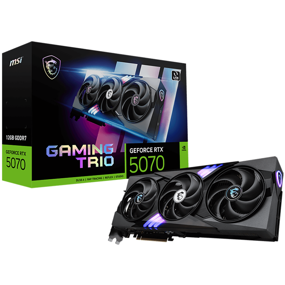 Видеокарта MSI PCI-E 5.0 RTX 5070 12G GAMING TRIO NVIDIA GeForce RTX 5070 12Gb 192bit GDDR7 2512/28000 HDMIx1 DPx3 HDCP Ret