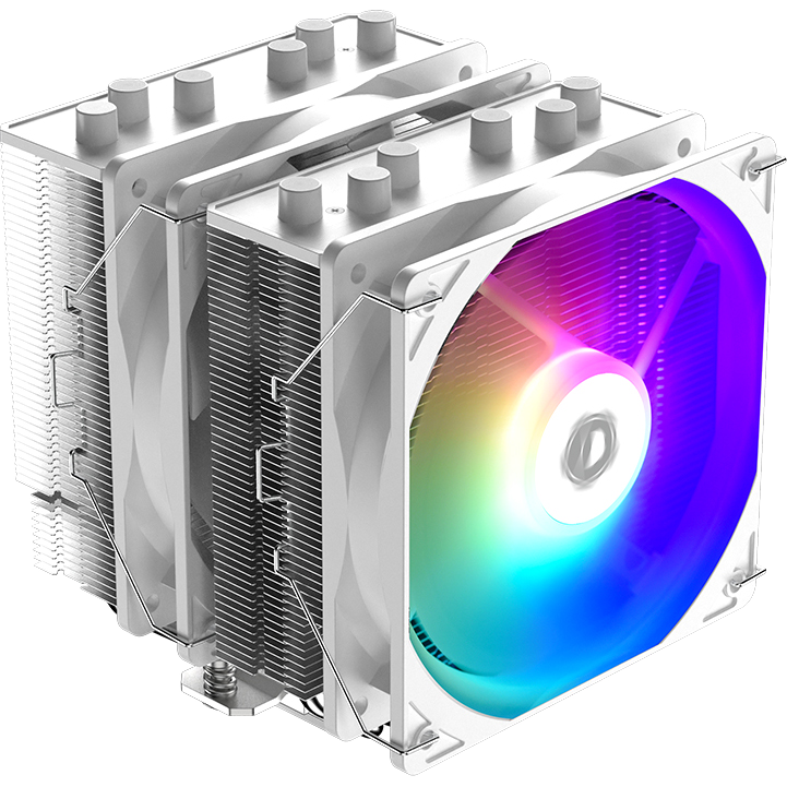 Кулер для процессора/ CPU Cooler ID-COOLING SE-55 ARGB SNOW (250W, 4-pin PWM, 153mm, Al/Cu, 6x6mm, ARGB, 2x120mm, 68.2CFM, 35.2dBA, 1500RPM, S: 1700/1200/115X, AM5/AM4, White)
