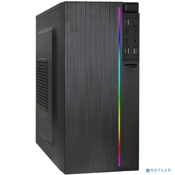 Exegate EX287882RUS Корпус Minitower ExeGate mEVO-9302-RGB (mATX, без БП, 2*USB+1*USB3.0, HD аудио, черный/ RGB)