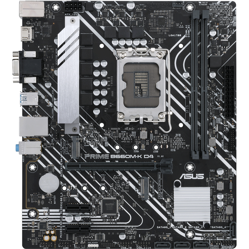 Материнская плата ASUS PRIME B660M-K D4 /LGA1700,B660,USB3.2 GEN 1,MB (90MB1950-M1EAY0) /LGA1700,B660,USB3.2 GEN 1 (90MB1950-M1EAY0)