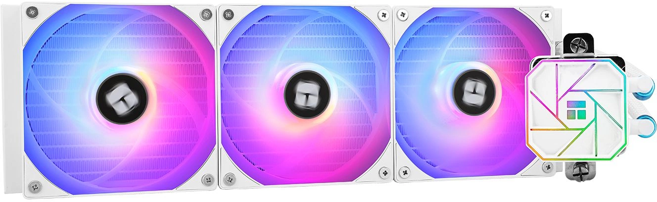 Водяное охлаждение для процессора/ Thermalright Aqua Elite 360 White Argb V3 (360mm, White, ARGB/ Fans: 3x120mm, 66.17CFM, 25.6dBA, 1500RPM/ Pump height 53mm, 23dBA, 3300RPM, Rad thickness 27mm/ S: (A-ELITE-WH-360-ARGB-V3)