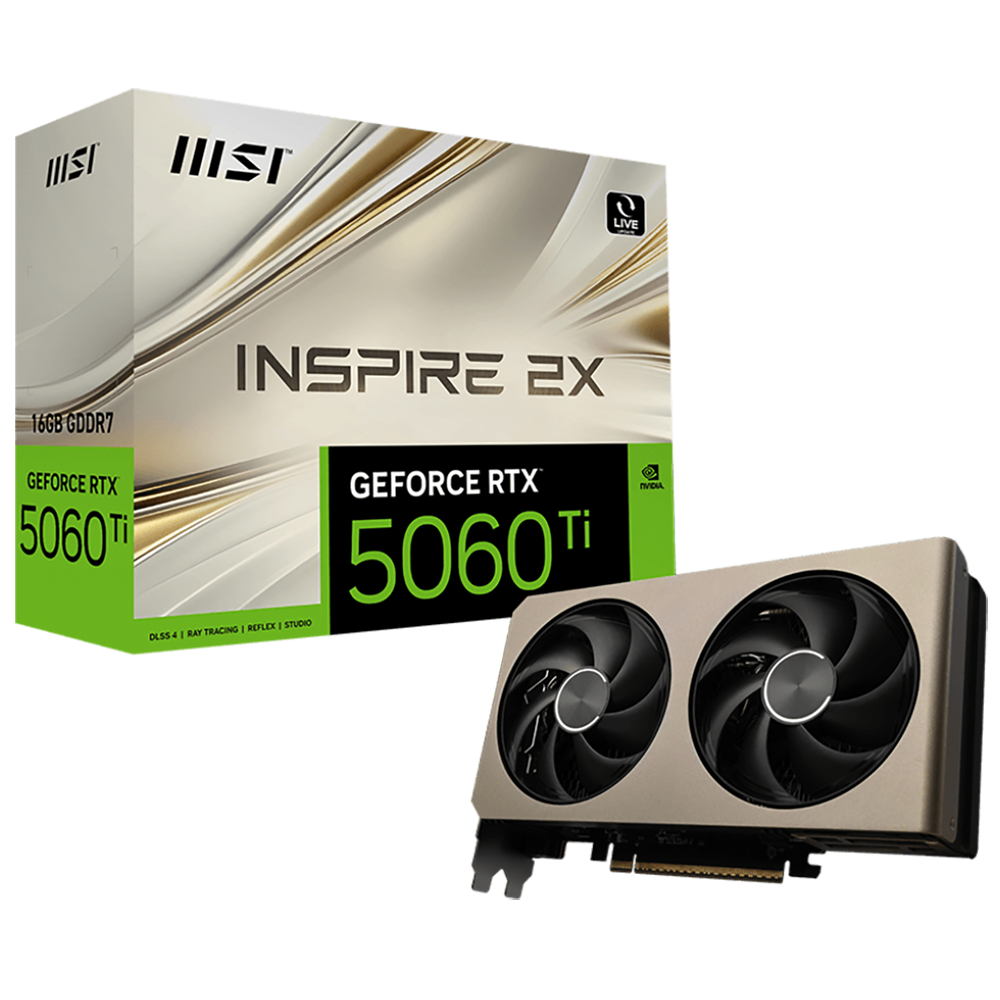 Видеокарта MSI RTX5060Ti INSPIRE 2X 16GB GDDR7 128bit 3xDP HDMI 2FAN RTL (RTX 5060 TI 16G INSPIRE 2X)