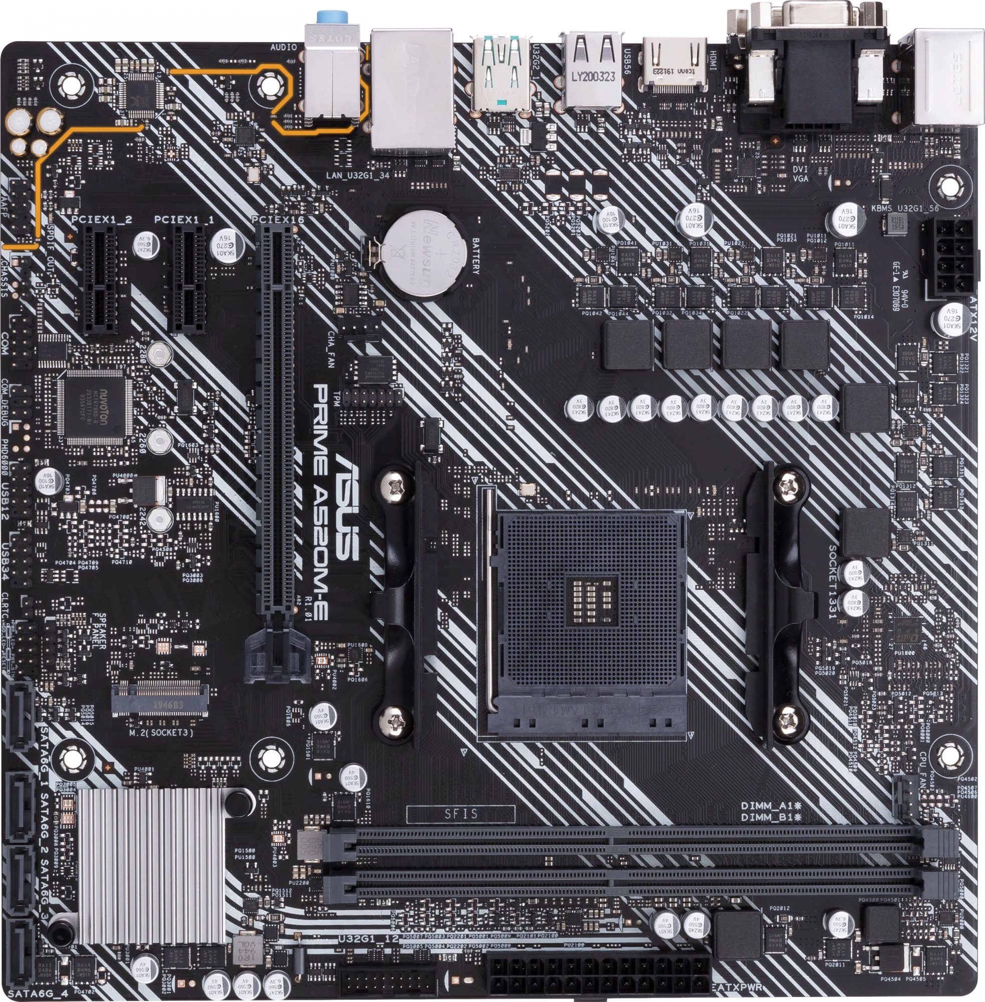Материнская плата ASUS PRIME A520M-E/ CSM Soc-AM4 AMD A520 2xDDR4 mATX AC`97 8ch(7.1) GbLAN RAID+VGA+DVI+HDMI (PRIME A520M-E/CSM)