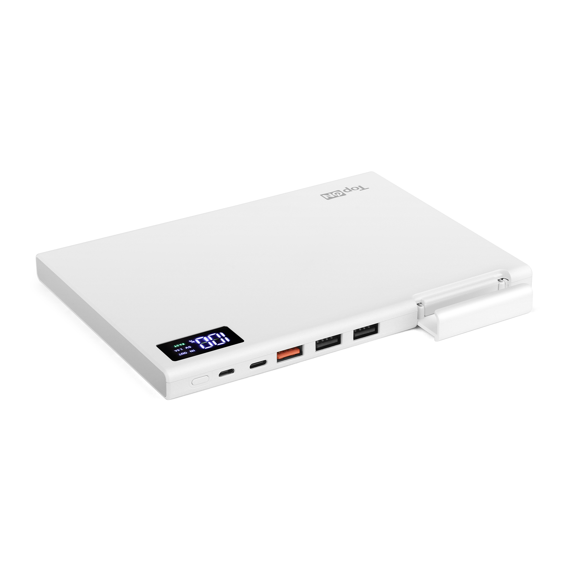 Внешний аккумулятор TopON TOP-MAX2 30000mAh QC3.0, Power Delivery. USB Type-C, MicroUSB, 3 USB и кредл. Белый (TOP-MAX2/W)