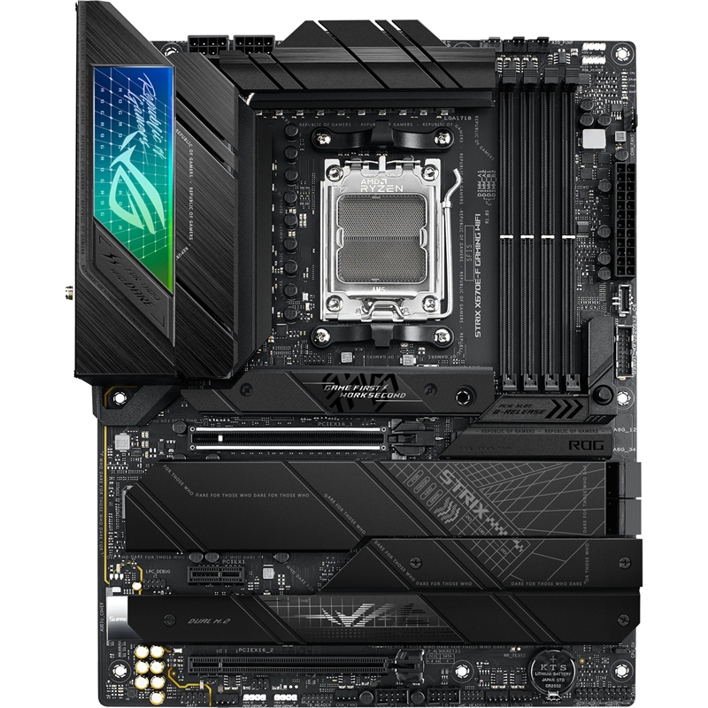 Материнская плата ASUS ROG STRIX X670E-F GAMING WIFI, Socket AM5, X670, 4*DDR5, HDMI+DP, 4xSATA3 + RAID, M2, Audio, Gb LAN, USB 3.2, USB 2.0, ATX (90MB1BA0-M0EAY0)