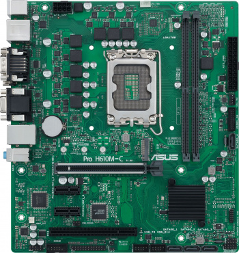 Материнская плата ASUS PRO H610M-C-CSM, LGA1700, H610, 2*DDR5, D-sub+DP+DVI+HDMI, SATA 6.0, M.2, USB 3.2*2, USB 2.0*2, COM, mATX, 90MB1AT0-M0EAYC
