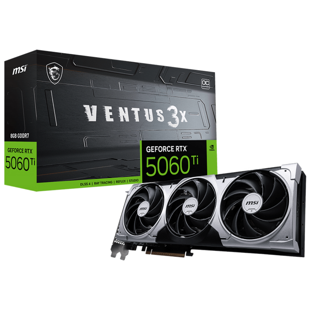 Видеокарта MSI RTX5060Ti VENTUS 3X OC 8GB GDDR7 128 bit 3xDP HDMI 3FAN RTL (RTX 5060 TI 8G VENTUS 3X OC)